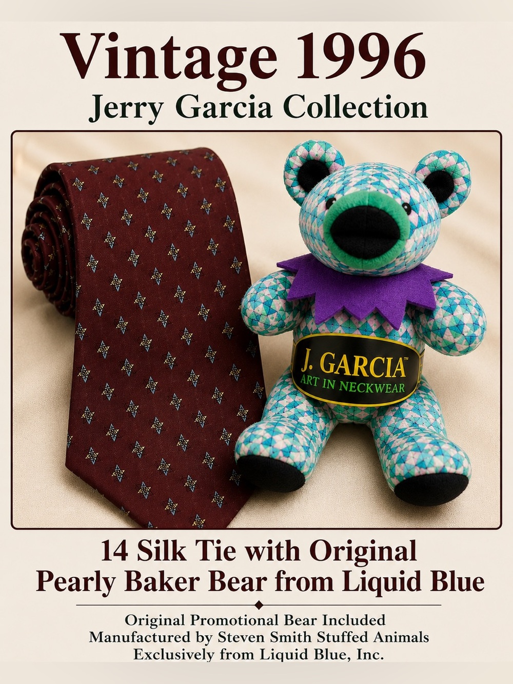 Vintage 1996 Jerry Garcia Collection Tie & OriginalPromotional Pearly Baker Bear